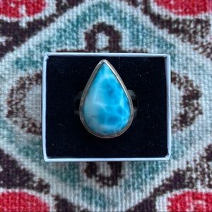 NEW LARIMAR silver ring natural stone size…